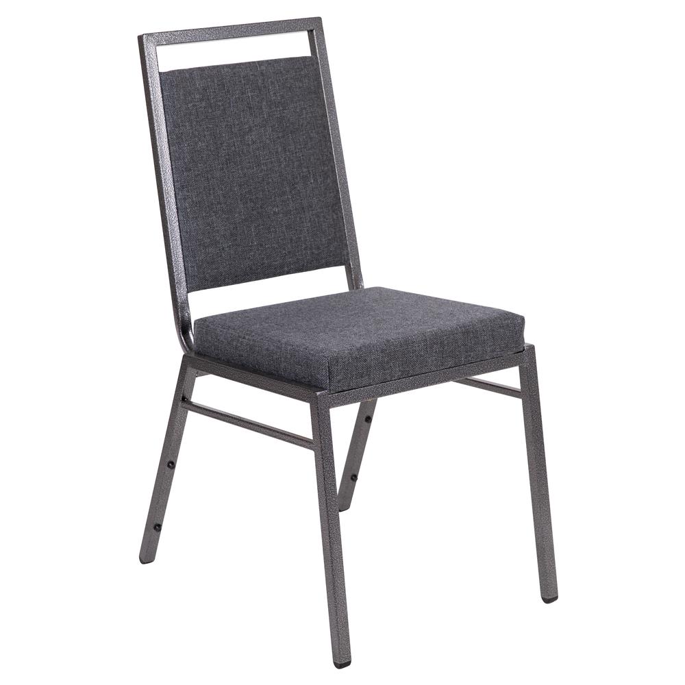 Hercules Series Square Back Stacking Banquet Chair In Dark Gray Fabric With Silvervein Frame By Flash Furniture | Dining Chairs | Modishstore - 1