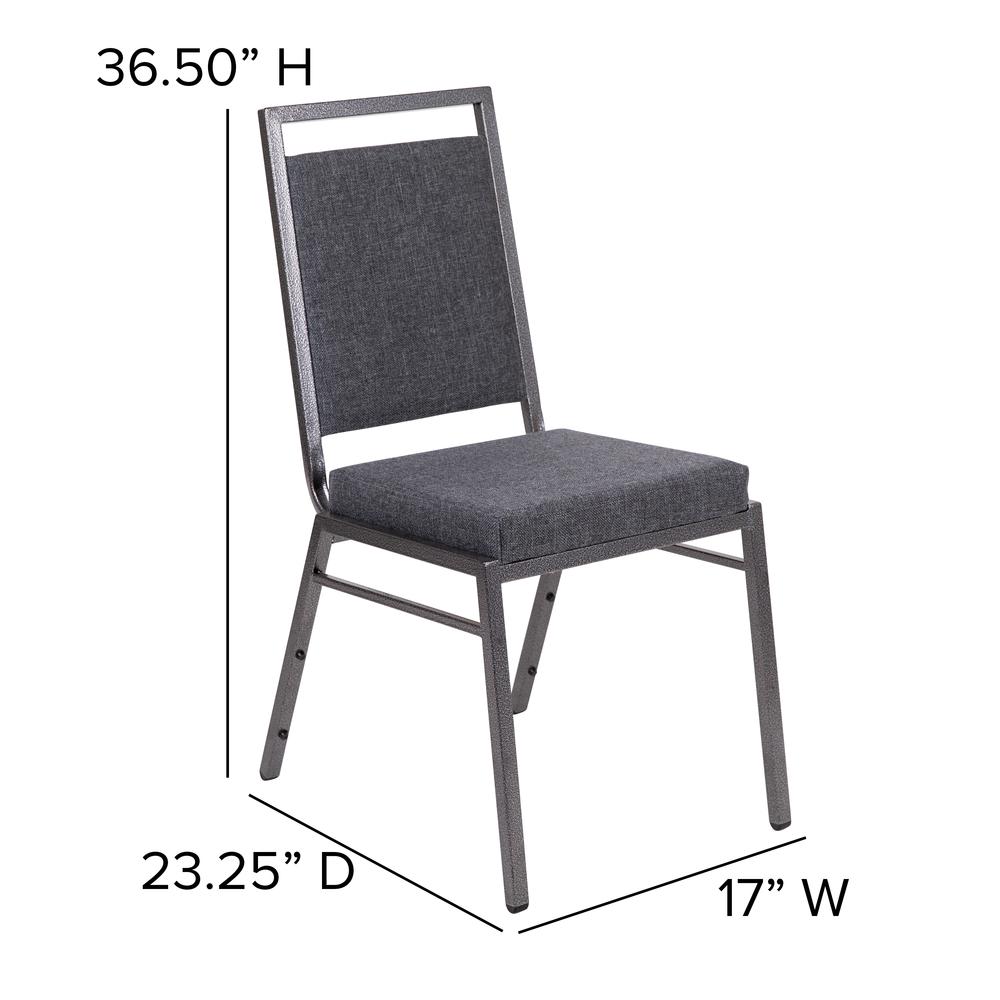 Hercules Series Square Back Stacking Banquet Chair In Dark Gray Fabric With Silvervein Frame By Flash Furniture | Dining Chairs | Modishstore - 2