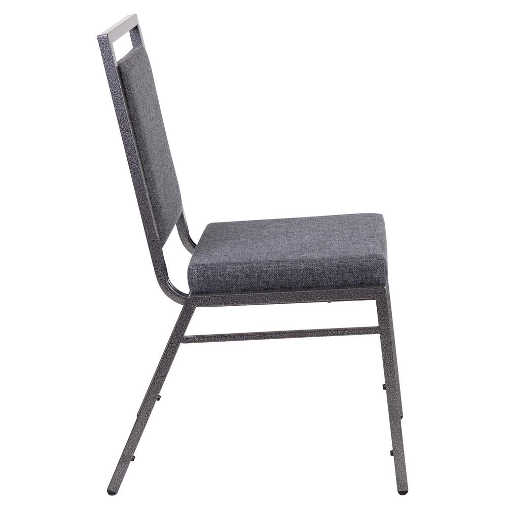 Hercules Series Square Back Stacking Banquet Chair In Dark Gray Fabric With Silvervein Frame By Flash Furniture | Dining Chairs | Modishstore - 3