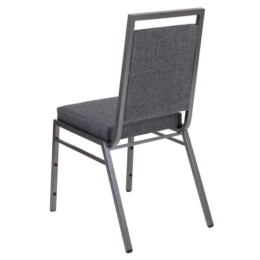Hercules Series Square Back Stacking Banquet Chair In Dark Gray Fabric With Silvervein Frame By Flash Furniture | Dining Chairs | Modishstore - 4