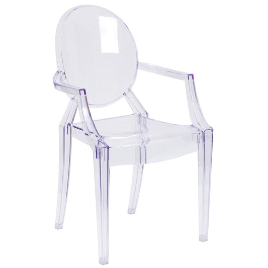 Ghost Chair With Arms In Transparent Crystal By Flash Furniture | Dining Chairs | Modishstore