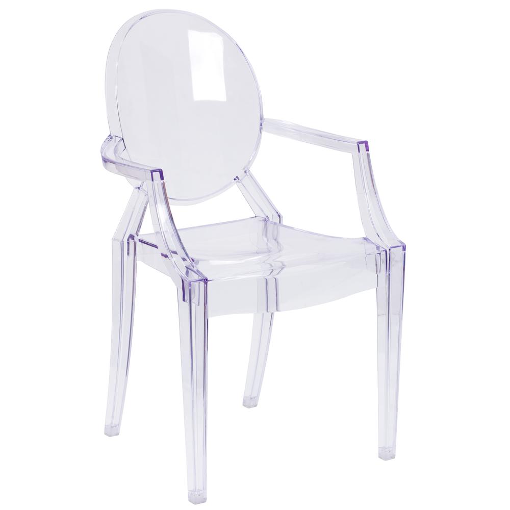 Ghost Chair With Arms In Transparent Crystal By Flash Furniture | Dining Chairs | Modishstore - 1
