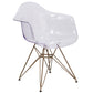 Alonza Series Transparent Side Chair With Gold Base By Flash Furniture | Dining Chairs | Modishstore - 1