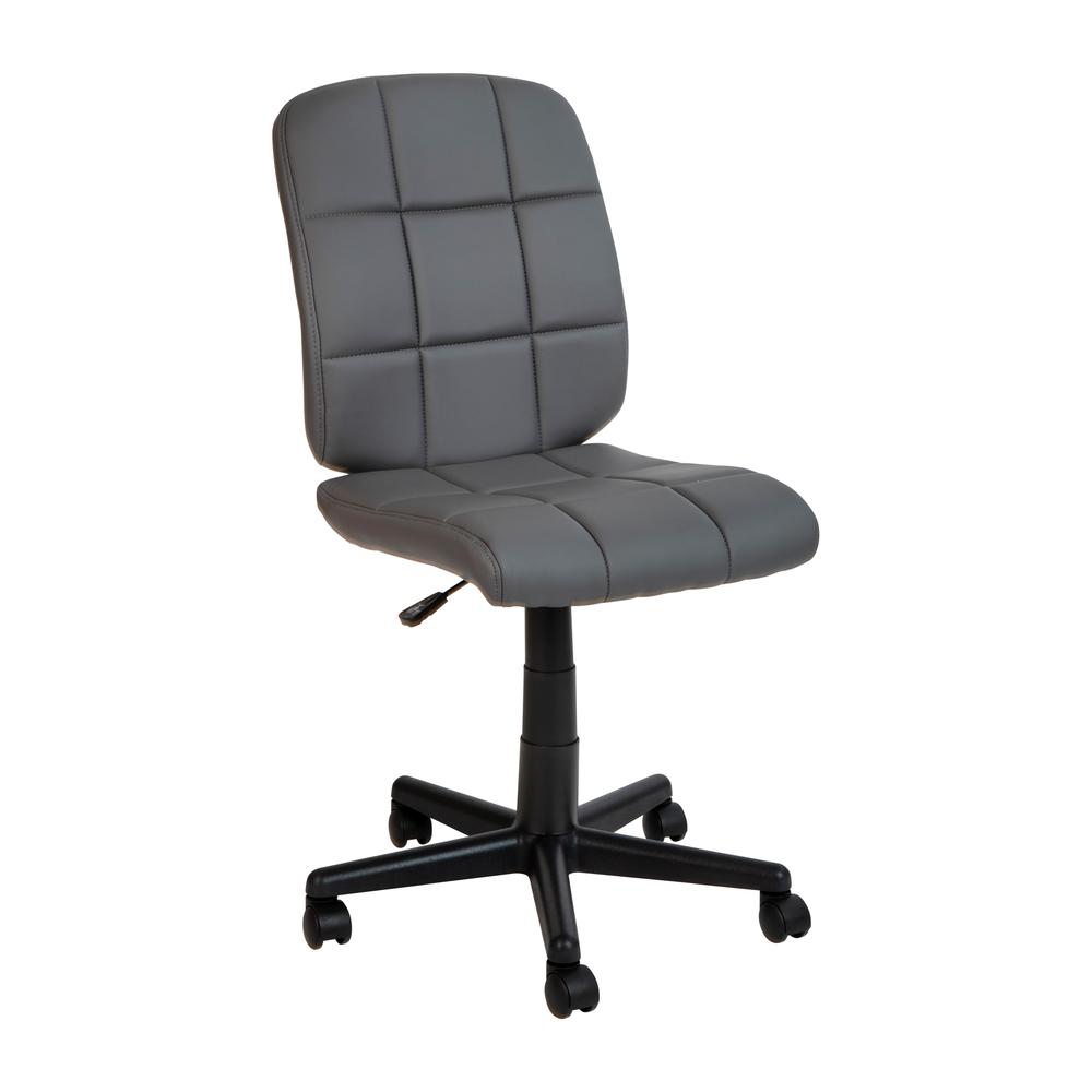 Mid-Back Gray Quilted Vinyl Swivel Task Office Chair By Flash Furniture | Office Chairs | Modishstore - 2