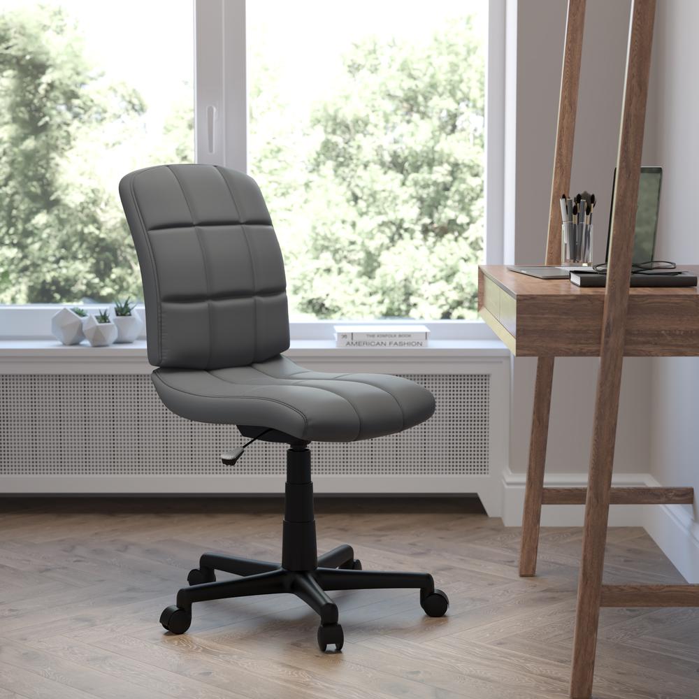 Mid-Back Gray Quilted Vinyl Swivel Task Office Chair By Flash Furniture | Office Chairs | Modishstore - 1
