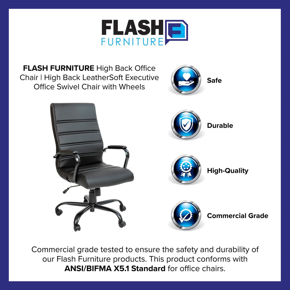 High Back Black Leathersoft Executive Swivel Office Chair With Black Frame And Arms By Flash Furniture | Office Chairs | Modishstore - 4
