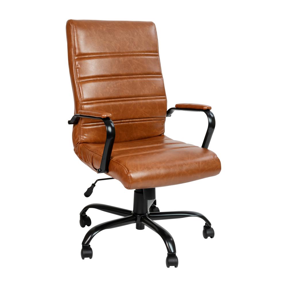 High Back Brown Leathersoft Executive Swivel Office Chair With Black Frame And Arms By Flash Furniture | Office Chairs | Modishstore - 2