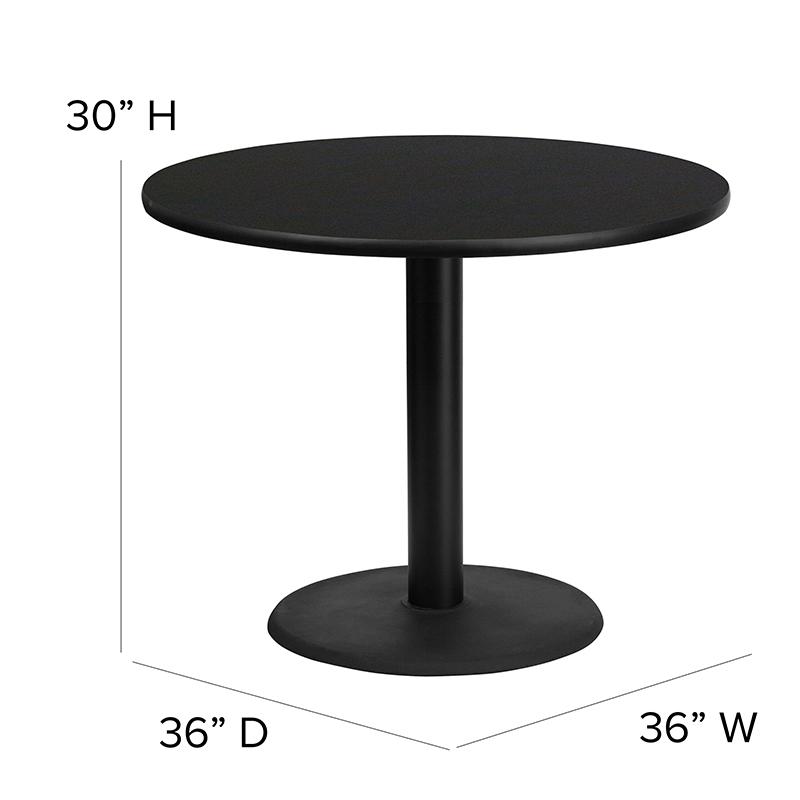 36'' Round Black Laminate Table Set With X-Base And 4 Black Trapezoidal Back Banquet Chairs By Flash Furniture | Dining Sets | Modishstore - 4