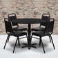 36'' Round Black Laminate Table Set With X-Base And 4 Black Trapezoidal Back Banquet Chairs By Flash Furniture | Dining Sets | Modishstore - 1