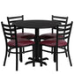 36'' Round Black Laminate Table Set With X-Base And 4 Ladder Back Metal Chairs - Burgundy Vinyl Seat By Flash Furniture | Dining Sets | Modishstore - 2