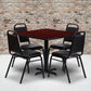 36'' Square Mahogany Laminate Table Set With X-Base And 4 Black Trapezoidal Back Banquet Chairs By Flash Furniture | Dining Sets | Modishstore - 1