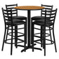 30'' Round Natural Laminate Table Set With X-Base And 4 Ladder Back Metal Barstools - Black Vinyl Seat By Flash Furniture | Bar Stools & Table | Modishstore - 2