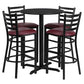 30'' Round Black Laminate Table Set With X-Base And 4 Ladder Back Metal Barstools - Burgundy Vinyl Seat By Flash Furniture | Bar Stools & Table | Modishstore - 2