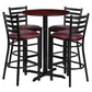 30'' Round Mahogany Laminate Table Set With X-Base And 4 Ladder Back Metal Barstools - Burgundy Vinyl Seat By Flash Furniture | Bar Stools & Table | Modishstore - 2