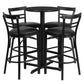 24'' Round Black Laminate Table Set With X-Base And 4 Two-Slat Ladder Back Metal Barstools - Black Vinyl Seat By Flash Furniture | Bar Stools & Table | Modishstore - 2