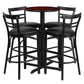 24'' Round Mahogany Laminate Table Set With X-Base And 4 Two-Slat Ladder Back Metal Barstools - Black Vinyl Seat By Flash Furniture | Bar Stools & Table | Modishstore - 2