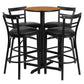24'' Round Natural Laminate Table Set With X-Base And 4 Two-Slat Ladder Back Metal Barstools - Black Vinyl Seat By Flash Furniture | Bar Stools & Table | Modishstore - 2