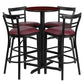 24'' Round Mahogany Laminate Table Set With X-Base And 4 Two-Slat Ladder Back Metal Barstools - Burgundy Vinyl Seat By Flash Furniture | Bar Stools & Table | Modishstore - 2