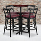 24'' Round Mahogany Laminate Table Set With X-Base And 4 Two-Slat Ladder Back Metal Barstools - Burgundy Vinyl Seat By Flash Furniture | Bar Stools & Table | Modishstore - 1