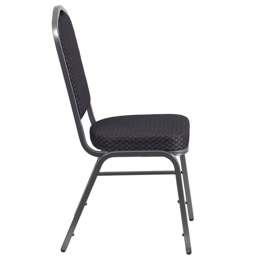 Hercules Series Crown Back Stacking Banquet Chair In Black Patterned Fabric - Silver Vein Frame By Flash Furniture | Side Chairs | Modishstore - 2