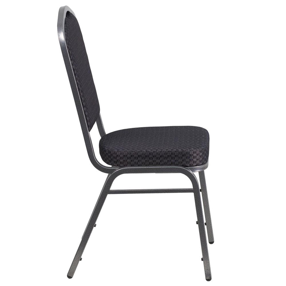 Hercules Series Crown Back Stacking Banquet Chair In Black Patterned Fabric - Silver Vein Frame By Flash Furniture | Side Chairs | Modishstore - 2