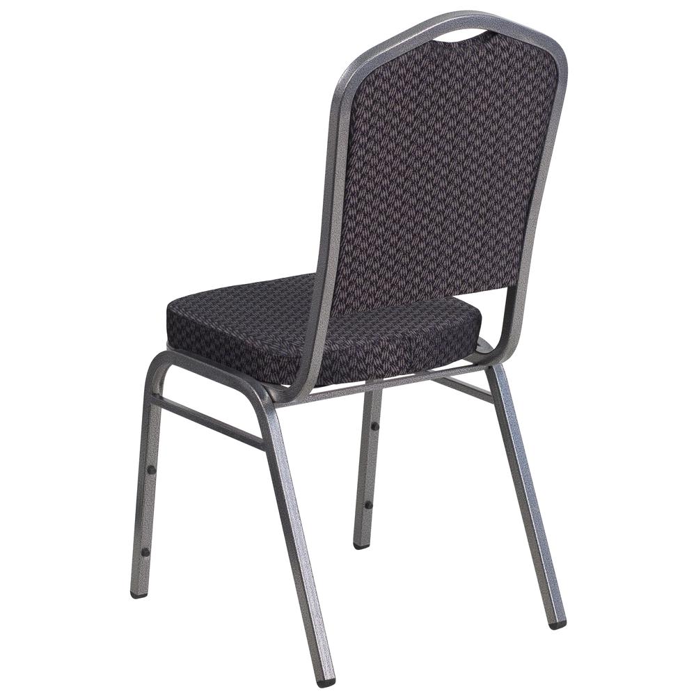 Hercules Series Crown Back Stacking Banquet Chair In Black Patterned Fabric - Silver Vein Frame By Flash Furniture | Side Chairs | Modishstore - 3