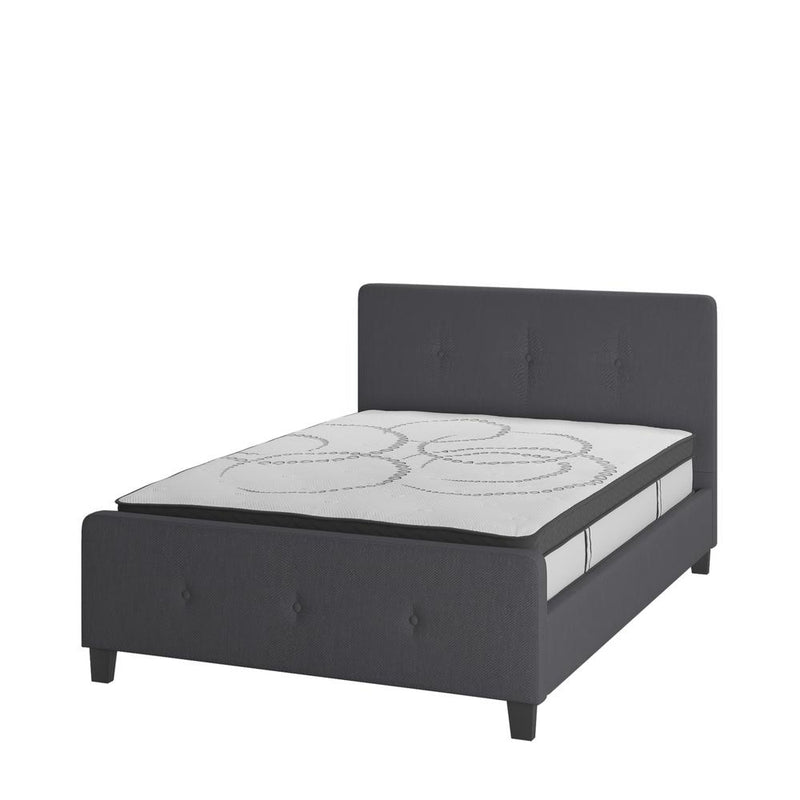 Tribeca Full Size Tufted Upholstered Platform Bed In Dark Gray Fabric With 10 Inch Certipur-Us Certified Pocket Spring Mattress By Flash Furniture | Beds | Modishstore