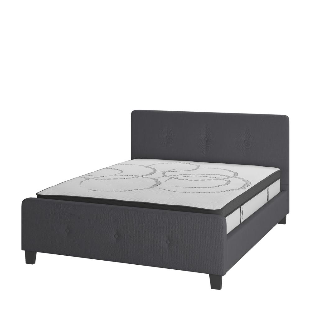 Tribeca Queen Size Tufted Upholstered Platform Bed In Dark Gray Fabric With 10 Inch Certipur-Us Certified Pocket Spring Mattress By Flash Furniture | Beds | Modishstore
