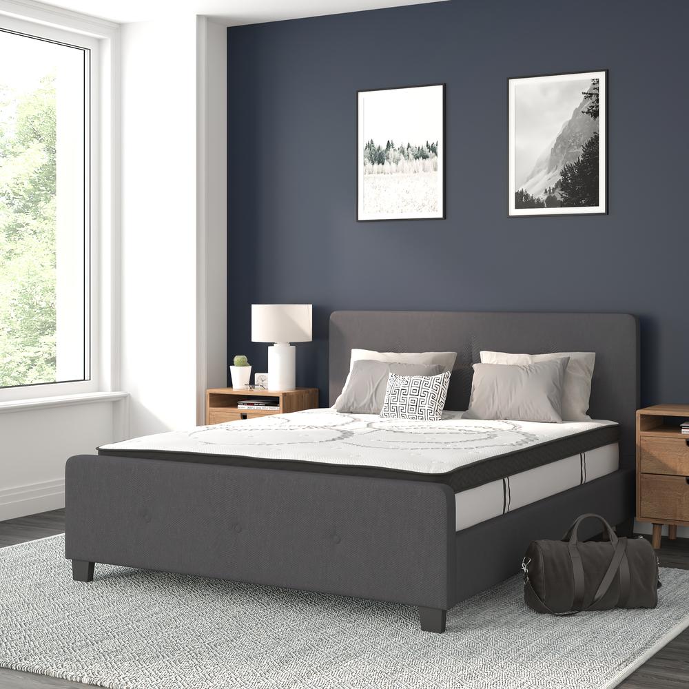 Tribeca Queen Size Tufted Upholstered Platform Bed In Dark Gray Fabric With 10 Inch Certipur-Us Certified Pocket Spring Mattress By Flash Furniture | Beds | Modishstore - 2