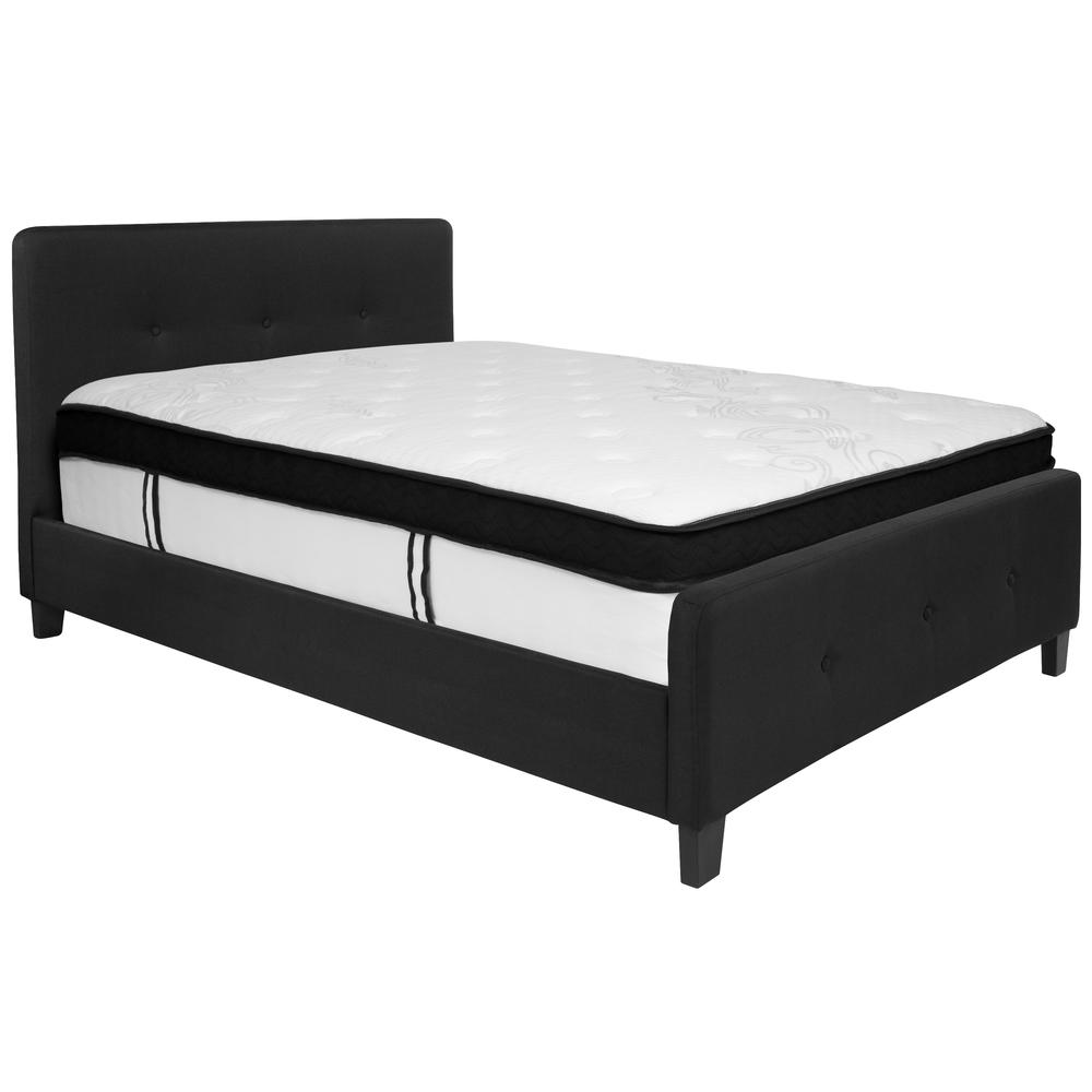 Tribeca Full Size Tufted Upholstered Platform Bed In Black Fabric With Memory Foam Mattress By Flash Furniture | Beds | Modishstore - 2