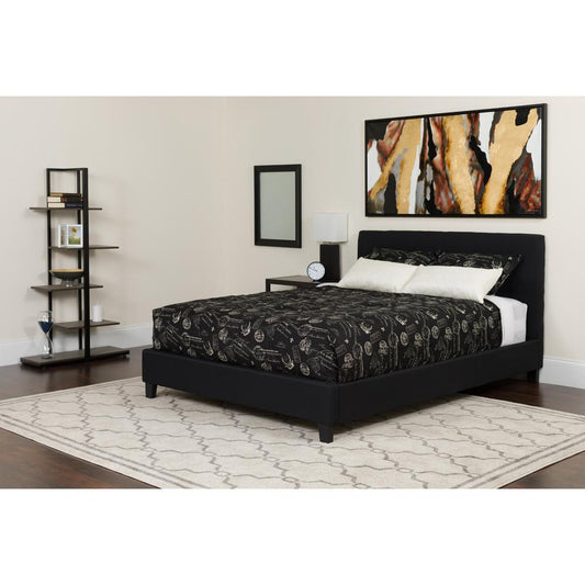 Tribeca Full Size Tufted Upholstered Platform Bed In Black Fabric With Memory Foam Mattress By Flash Furniture | Beds | Modishstore - 1