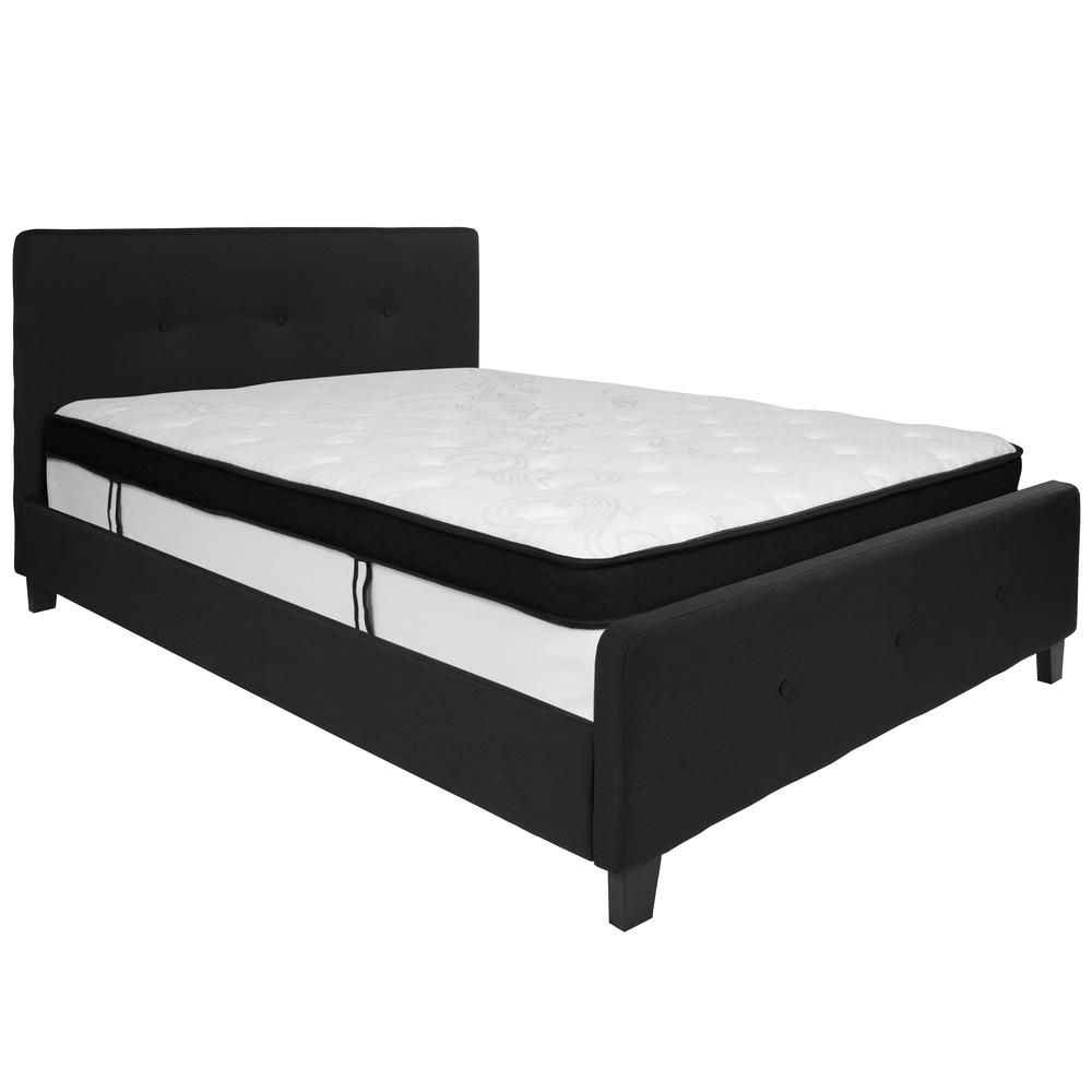Tribeca Queen Size Tufted Upholstered Platform Bed In Black Fabric With Memory Foam Mattress By Flash Furniture | Beds | Modishstore - 2