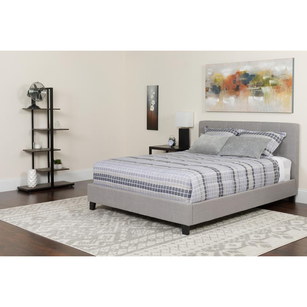 Tribeca Twin Size Tufted Upholstered Platform Bed In Light Gray Fabric With Memory Foam Mattress By Flash Furniture | Beds | Modishstore