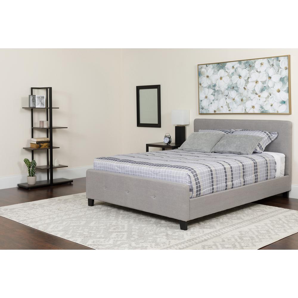 Tribeca Full Size Tufted Upholstered Platform Bed In Light Gray Fabric With Memory Foam Mattress By Flash Furniture | Beds | Modishstore - 1
