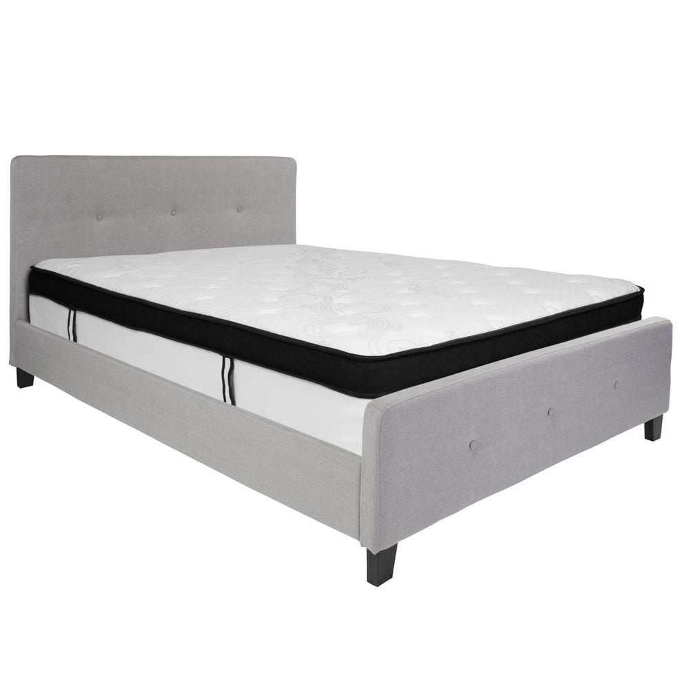Tribeca Queen Size Tufted Upholstered Platform Bed In Light Gray Fabric With Memory Foam Mattress By Flash Furniture | Beds | Modishstore - 2