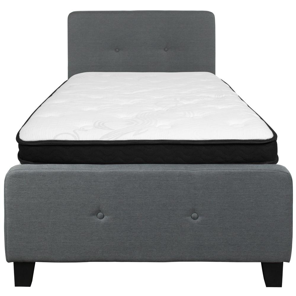 Tribeca Twin Size Tufted Upholstered Platform Bed In Dark Gray Fabric With Memory Foam Mattress By Flash Furniture | Beds | Modishstore - 3