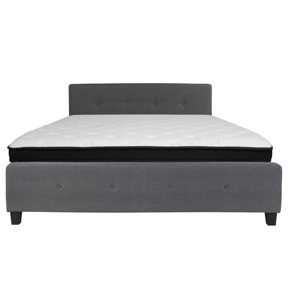 Tribeca King Size Tufted Upholstered Platform Bed In Dark Gray Fabric With Memory Foam Mattress By Flash Furniture | Beds | Modishstore - 3