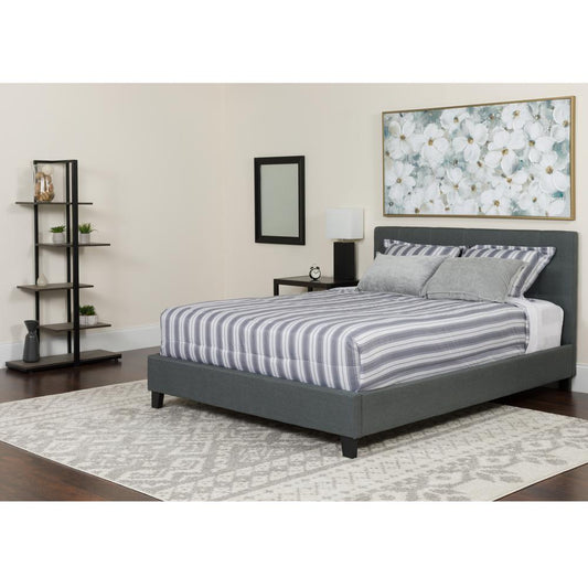 Tribeca King Size Tufted Upholstered Platform Bed In Dark Gray Fabric With Memory Foam Mattress By Flash Furniture | Beds | Modishstore