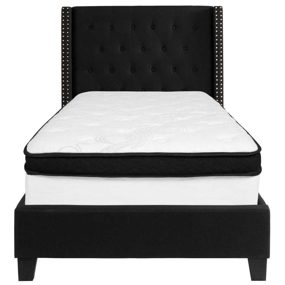 Riverdale Twin Size Tufted Upholstered Platform Bed In Black Fabric With Memory Foam Mattress By Flash Furniture | Beds | Modishstore - 3