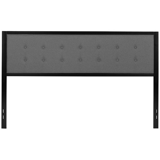 Bristol Metal Tufted Upholstered King Size Headboard In Dark Gray Fabric By Flash Furniture | Headboards | Modishstore