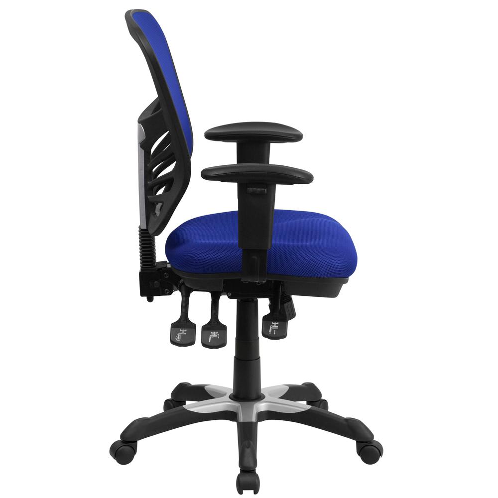 Mid-Back Blue Mesh Multifunction Executive Swivel Ergonomic Office Chair With Adjustable Arms By Flash Furniture | Office Chairs | Modishstore - 3