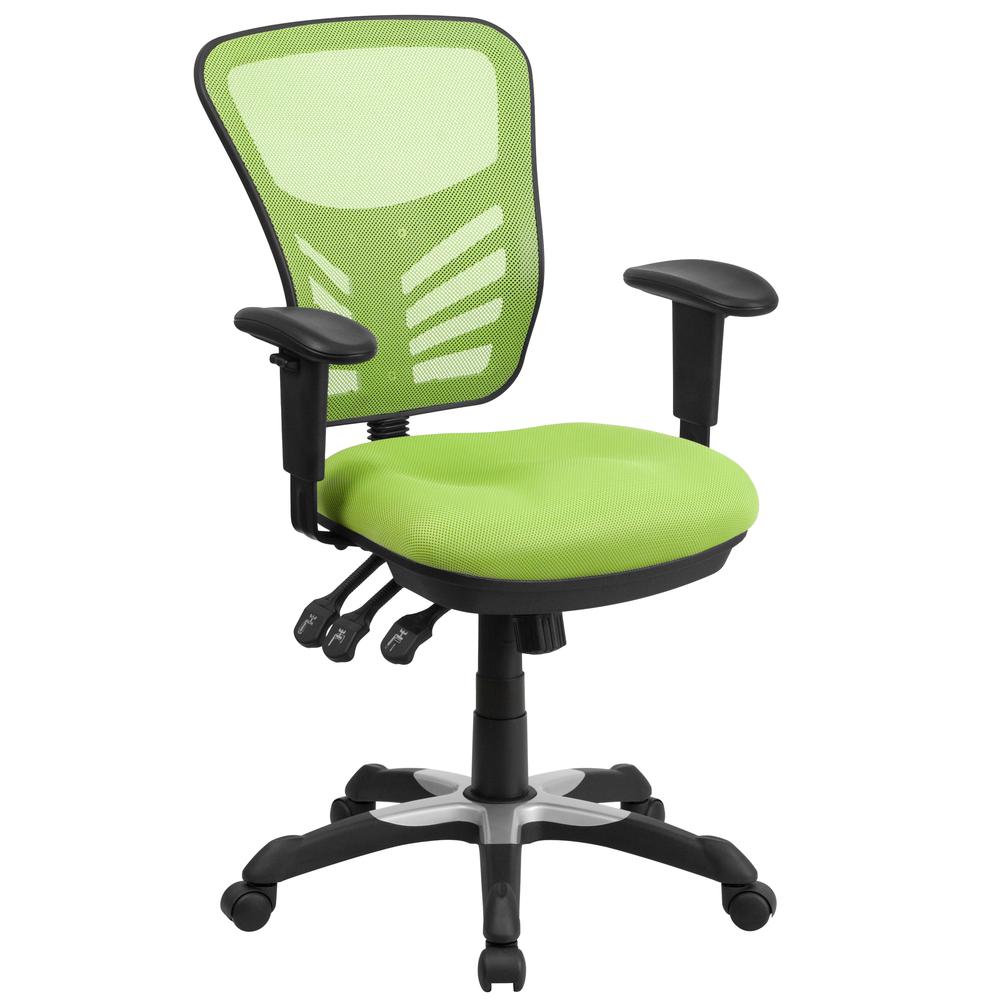 Mid-Back Green Mesh Multifunction Executive Swivel Ergonomic Office Chair With Adjustable Arms By Flash Furniture | Office Chairs | Modishstore