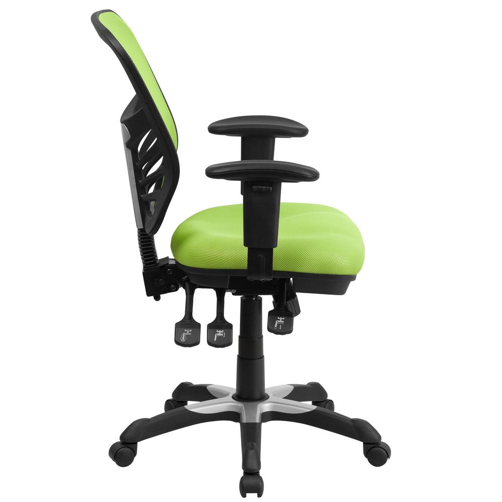 Mid-Back Green Mesh Multifunction Executive Swivel Ergonomic Office Chair With Adjustable Arms By Flash Furniture | Office Chairs | Modishstore - 3
