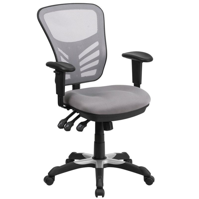 Mid-Back Gray Mesh Multifunction Executive Swivel Ergonomic Office Chair With Adjustable Arms By Flash Furniture | Office Chairs | Modishstore - 1