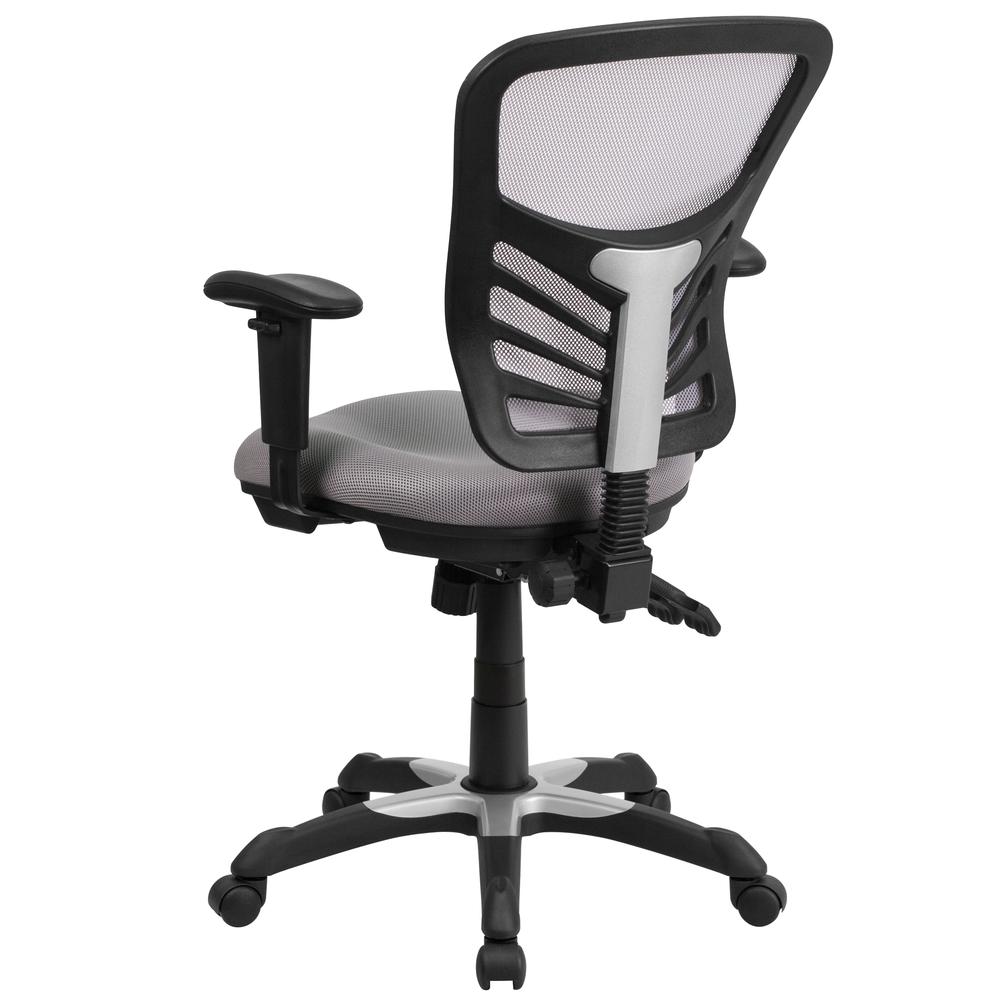 Mid-Back Gray Mesh Multifunction Executive Swivel Ergonomic Office Chair With Adjustable Arms By Flash Furniture | Office Chairs | Modishstore - 2
