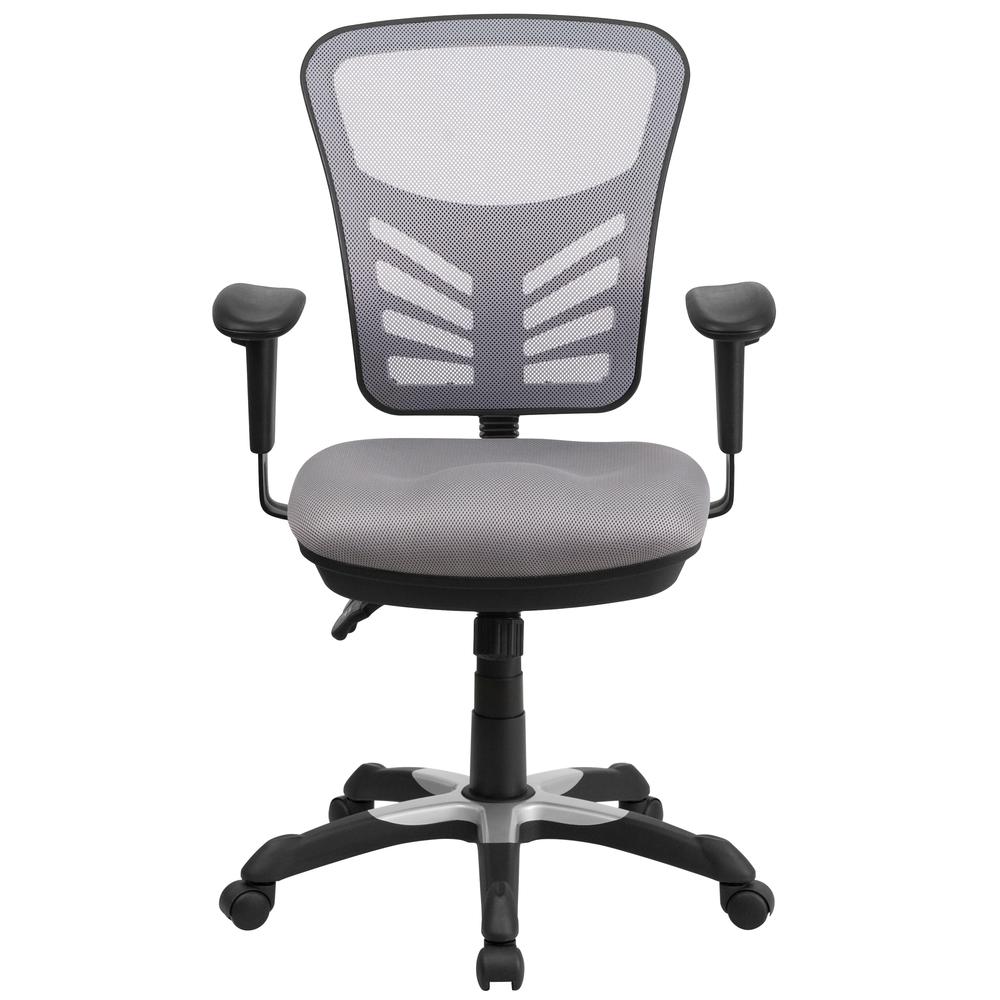 Mid-Back Gray Mesh Multifunction Executive Swivel Ergonomic Office Chair With Adjustable Arms By Flash Furniture | Office Chairs | Modishstore - 4