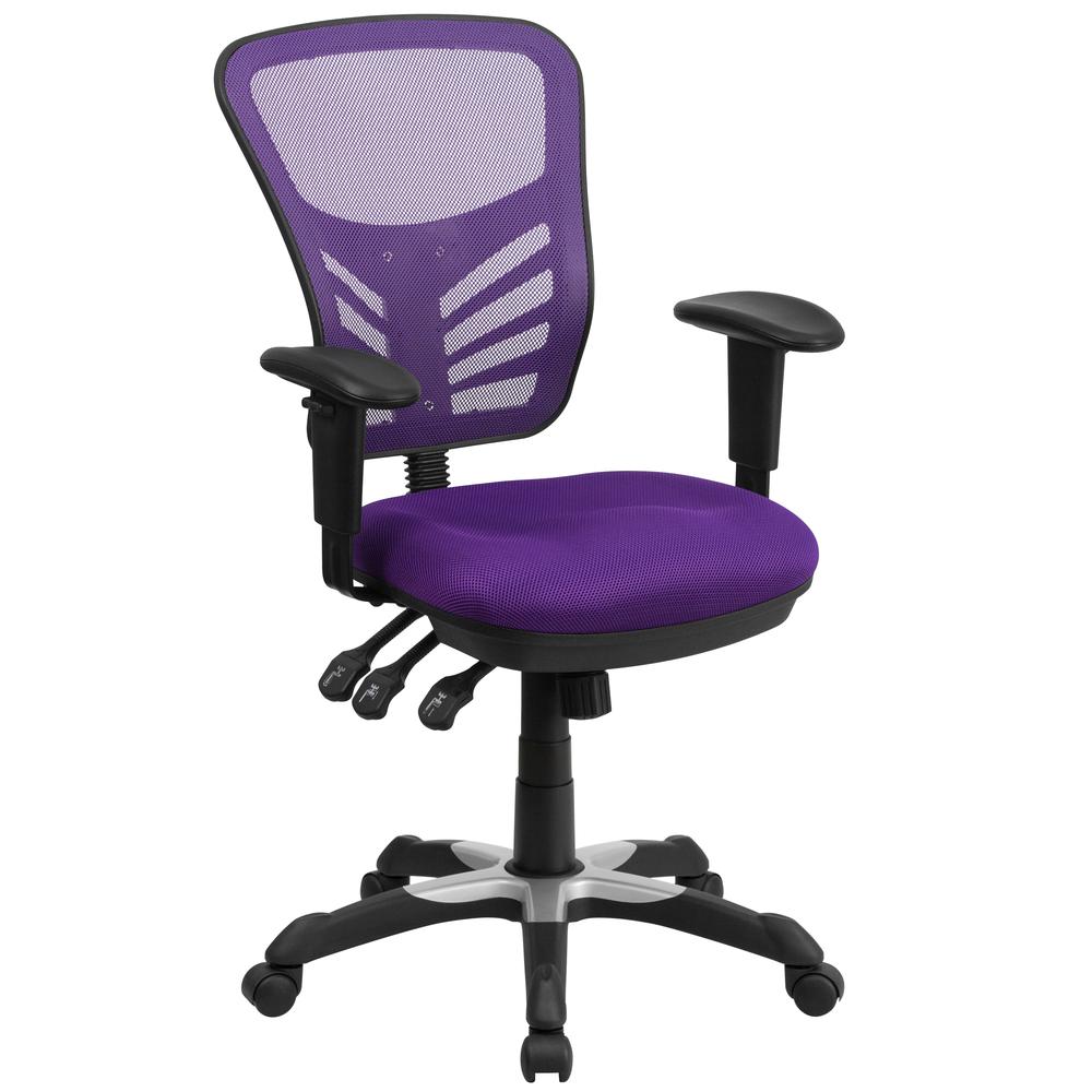 Mid-Back Purple Mesh Multifunction Executive Swivel Ergonomic Office Chair With Adjustable Arms By Flash Furniture | Office Chairs | Modishstore - 2