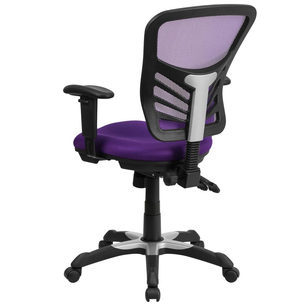 Mid-Back Purple Mesh Multifunction Executive Swivel Ergonomic Office Chair With Adjustable Arms By Flash Furniture | Office Chairs | Modishstore - 4
