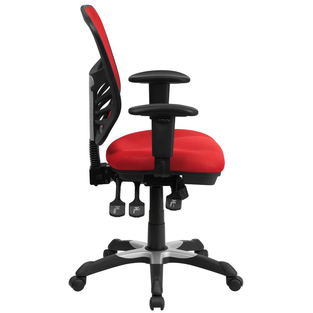 Mid-Back Red Mesh Multifunction Executive Swivel Ergonomic Office