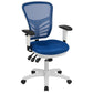 Mid-Back Blue Mesh Multifunction Executive Swivel Ergonomic Office Chair With Adjustable Arms And White Frame By Flash Furniture | Office Chairs | Modishstore
